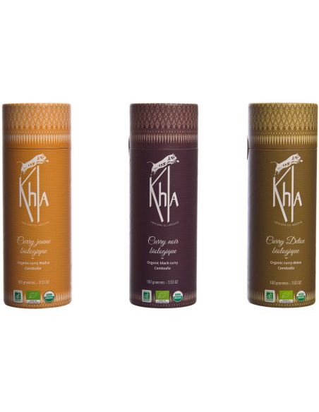 Ensemble de Currys - (Curry jaune - Curry noir - Curry detox) - Biologique - en poudre- KHLA