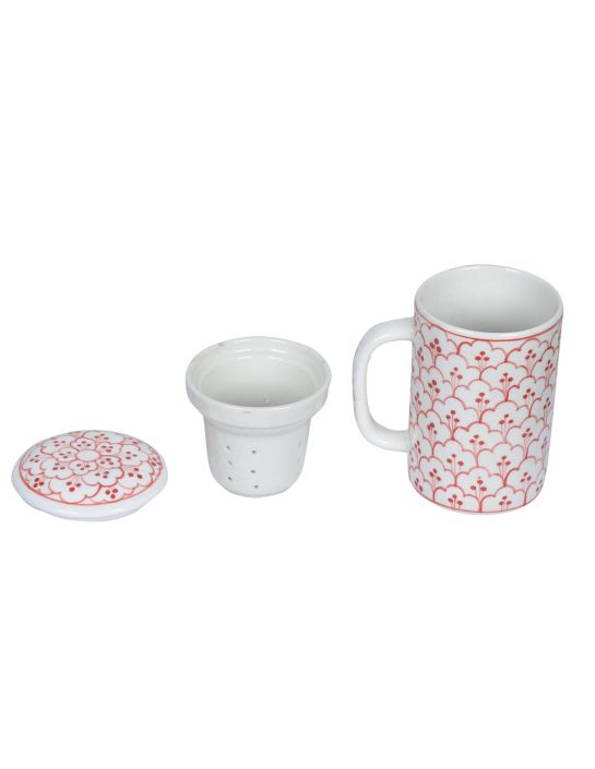 Mug à thé : fleur rouge-