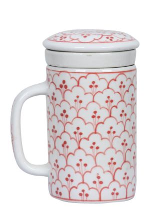 Mug à thé : fleur rouge-