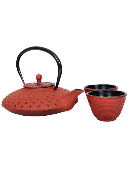 Théière en fonte rouge-
