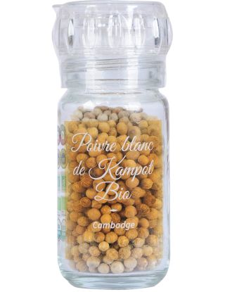 Poivre blanc de Kampot - IGP - Biologique - Premium - en grains - 45g - Moulin- KHLA