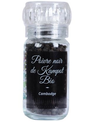 Poivre noir de Kampot - IGP - Biologique - Premium - en grains - 45g - Moulin- KHLA