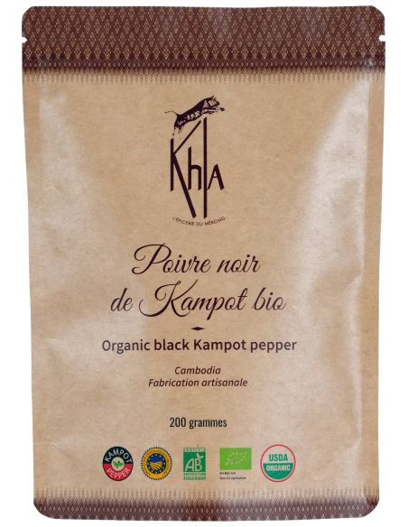 Poivre noir de Kampot - IGP - Biologique - Premium - en grains - 200g- KHLA