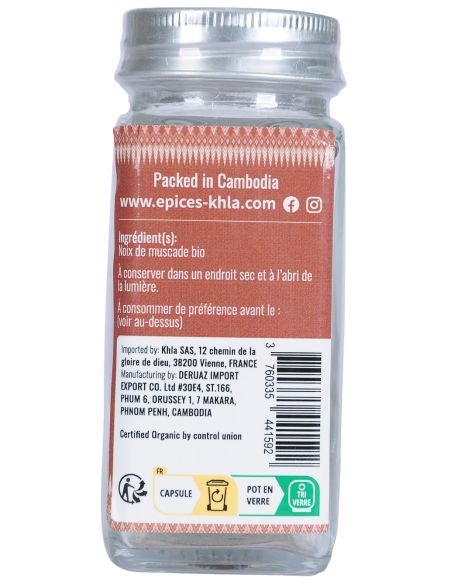 Noix de muscade - Biologique - entière - 40g - Pot- KHLA