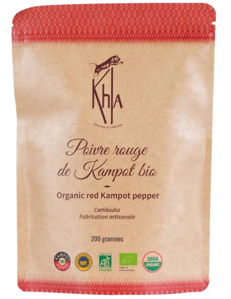 Poivre rouge de Kampot - IGP - Biologique - Premium - en grains - 200g- KHLA