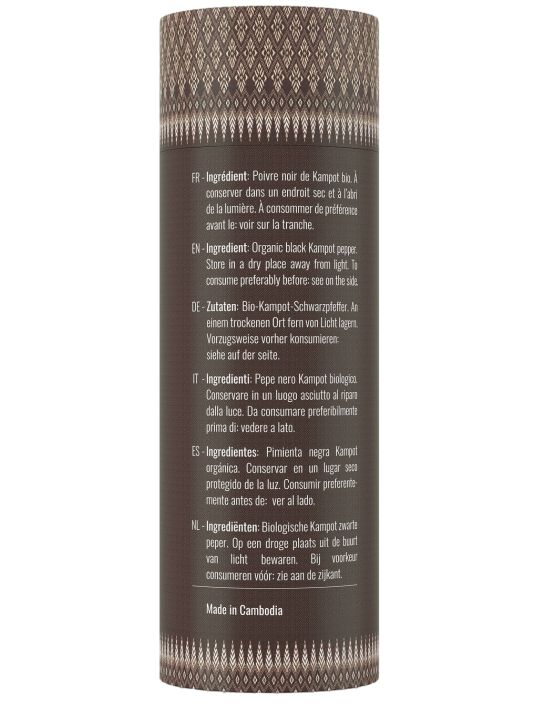 Poivre noir de Kampot IGP - Biologique - Premium - en grains - 120g- KHLA