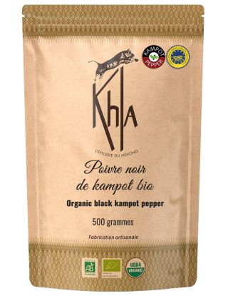 Poivre noir de Kampot - IGP - Biologique - Premium - en grains - 500g- KHLA