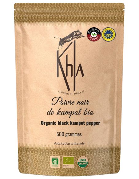 Poivre noir de Kampot - IGP - Biologique - Premium - en grains - 500g- KHLA