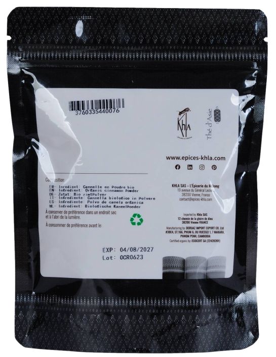 Cannelle de Ceylan - Biologique - en poudre - 180g- KHLA