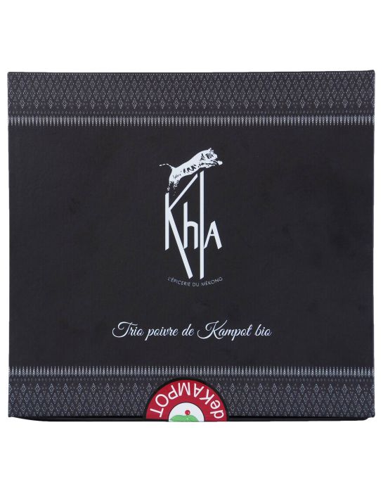 Coffret trois Poivres de Kampot - (Noir 120g - Rouge 120g - Blanc 120g) - Biologique - Premium - en grains- KHLA