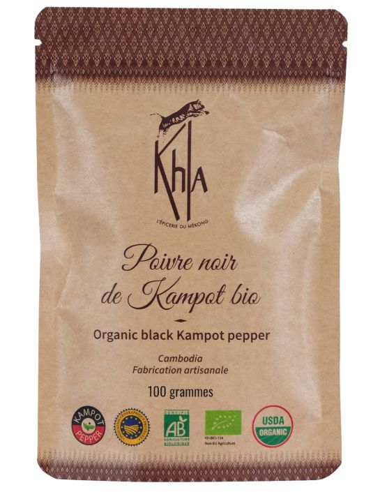 Poivre noir de Kampot - IGP - Biologique - Premium - en grains - 100g- KHLA