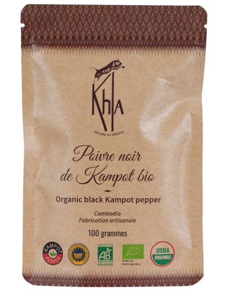 Poivre noir de Kampot - IGP - Biologique - Premium - en grains - 100g- KHLA