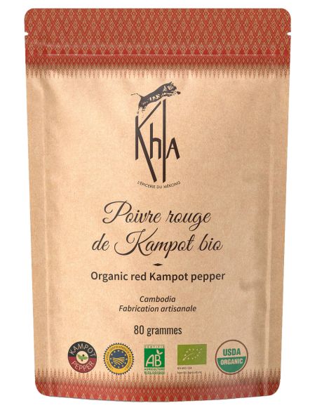 Poivre rouge de Kampot - IGP - Biologique - Premium - en grains - 80g- KHLA