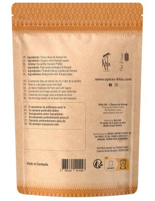 Poivre blanc de Kampot - IGP - Biologique - Premium - en grains - 70g- KHLA 2
