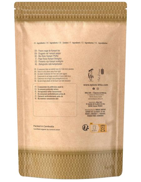 Poivre rouge de Kampot - IGP - Biologique - Premium - en grains - 500g- KHLA
