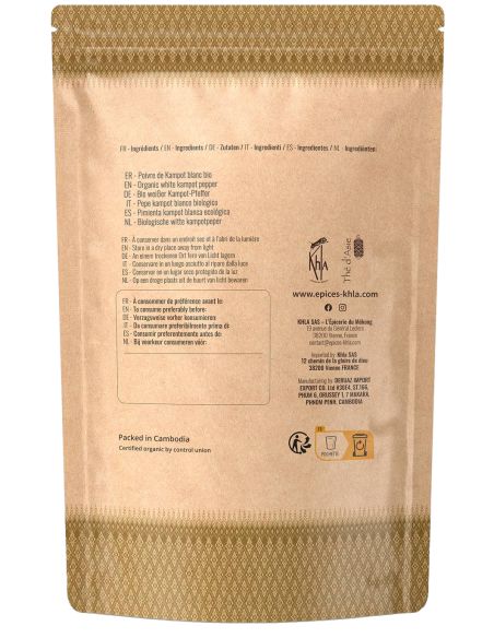 Poivre blanc de Kampot - IGP - Biologique - Premium - en grains - 500g- KHLA