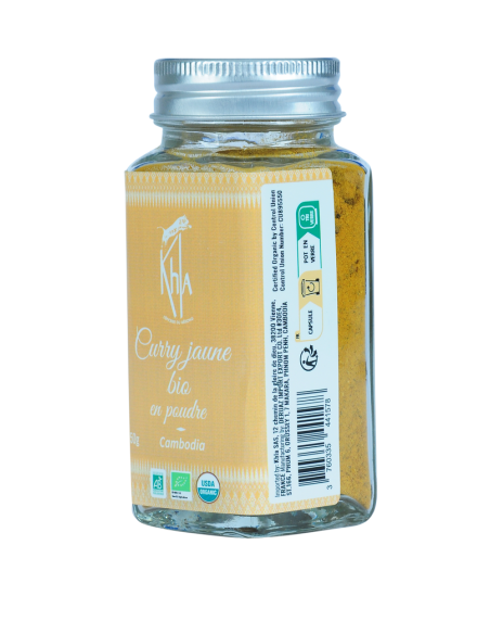 Curry jaune - Biologique - en poudre - 50g - Pot- KHLA Curry jaune - Biologique - en poudre - 50g - Pot- KHLA