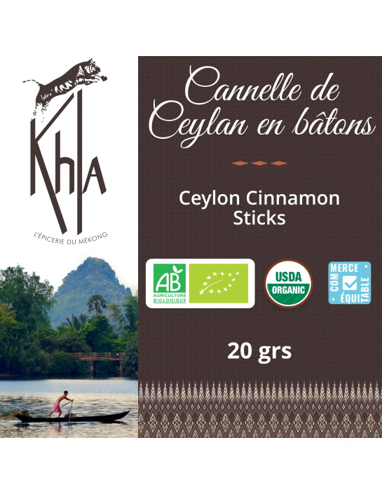 Cannelle de Ceylan en bâton - Biologique - 20g - Pot- KHLA