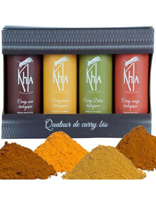 Quatuor curry ( Curry jaune, noir, detox et rouge - 4x100g) - Biologique - en poudre- KHLA