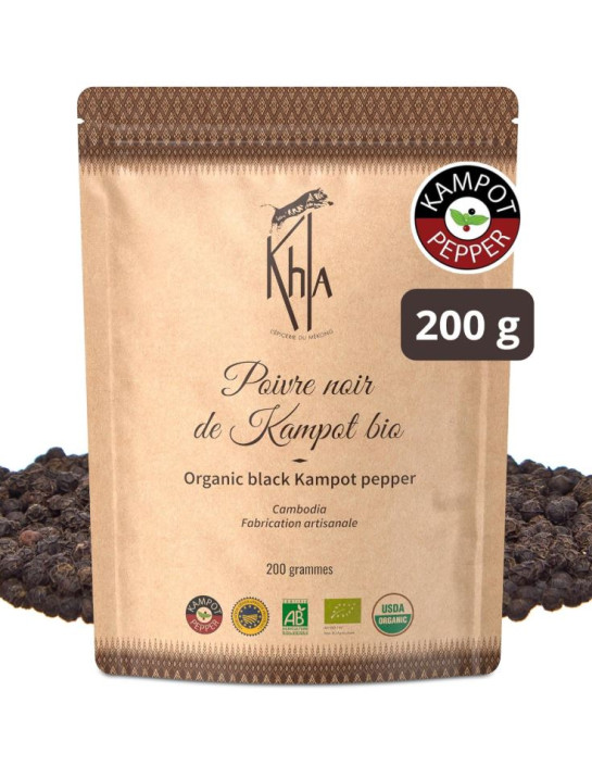 Poivre noir de Kampot - IGP - Biologique - Premium - en grains - 200g- KHLA