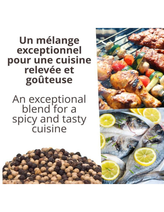 Mélange poivre noir & blanc de Kampot IGP - Premium - en grain - 120g- KHLA