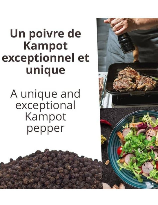 Poivre noir de Kampot IGP - Biologique - Premium - en grains - 100g - Palme- KHLA
