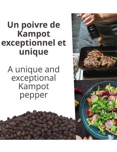 Poivre noir de Kampot IGP - Biologique - Premium - en grains - 100g - Palme- KHLA Poivre noir de Kampot IGP - Biologique - Premium - en grains - 100g - Palme- KHLA