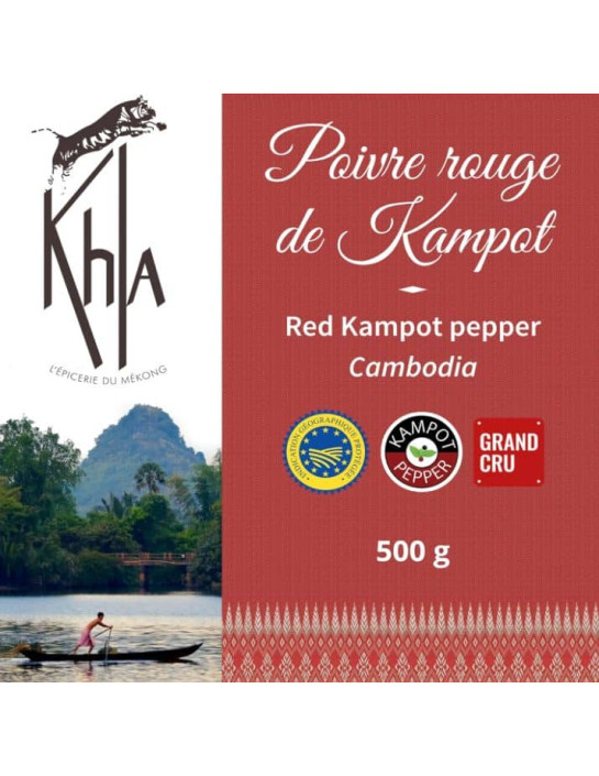 Poivre rouge de Kampot - IGP - Biologique - Premium - en grains - 500g- KHLA