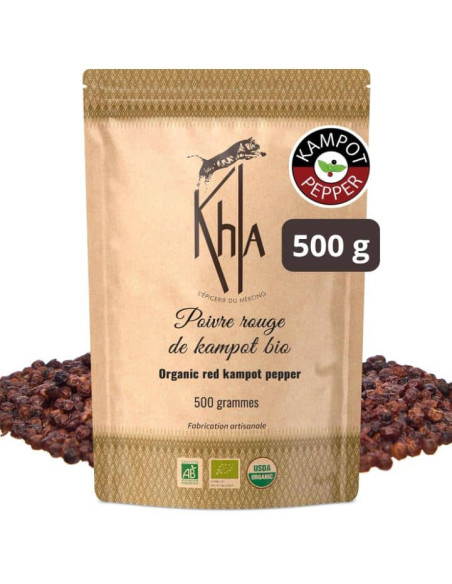 Poivre rouge de Kampot - IGP - Biologique - Premium - en grains - 500g- KHLA