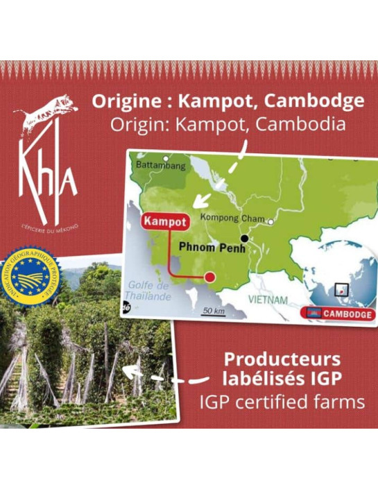 Poivre rouge de Kampot - IGP - Biologique - Premium - en grains - 200g- KHLA