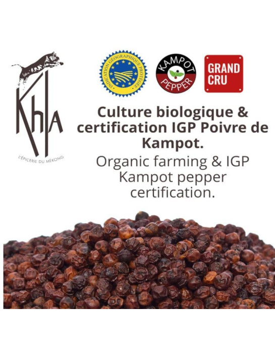 Poivre rouge de Kampot - IGP - Biologique - Premium - en grains - 200g- KHLA