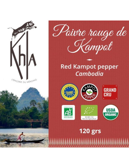 Poivre rouge de Kampot - IGP - Biologique - Premium - en grains - 120g- KHLA