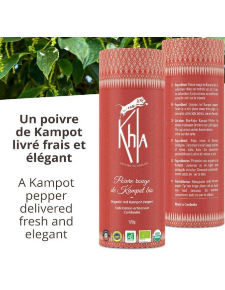 Poivre rouge de Kampot - IGP - Biologique - Premium - en grains - 120g- KHLA Poivre rouge de Kampot - IGP - Biologique - Premium - en grains - 120g- KHLA