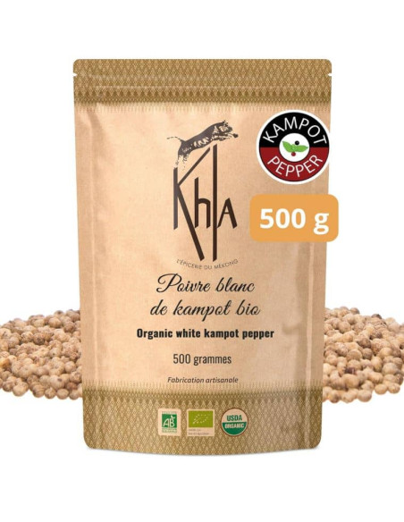 Poivre blanc de Kampot - IGP - Biologique - Premium - en grains - 500g- KHLA