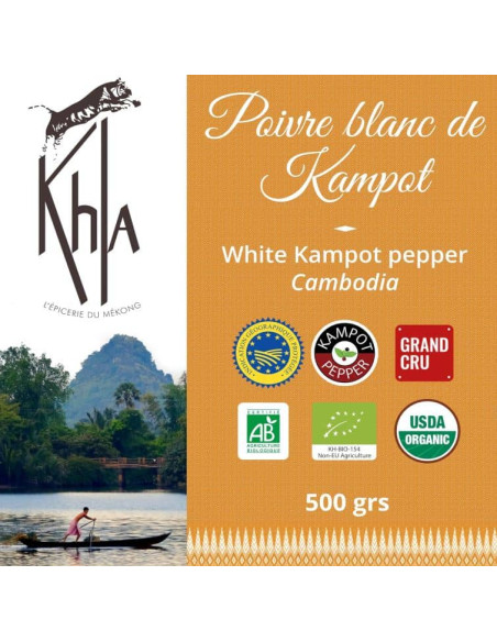 Poivre blanc de Kampot - IGP - Biologique - Premium - en grains - 500g- KHLA