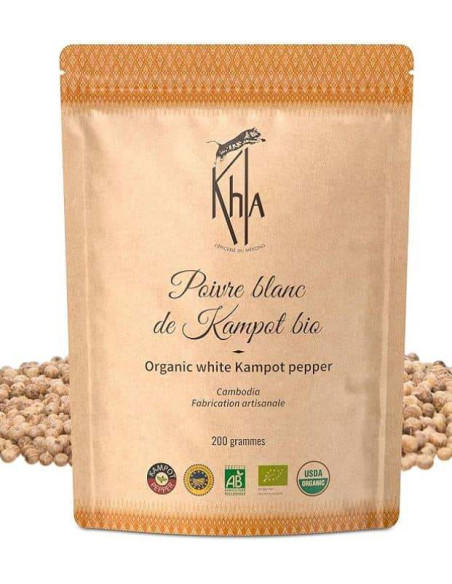 Poivre blanc de Kampot - IGP - Biologique - Premium - en grains - 200g- KHLA