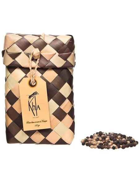 Palme - Mélange poivre blanc & noir de Kampot IGP - Premium - en grains - 100g- KHLA Palme - Mélange poivre blanc & noir de Kampot IGP - Premium - en grains - 100g- KHLA