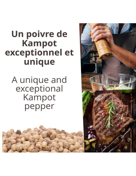 Poivre blanc de Kampot IGP - Biologique - Premium - en grains - 50g - Palme- KHLA