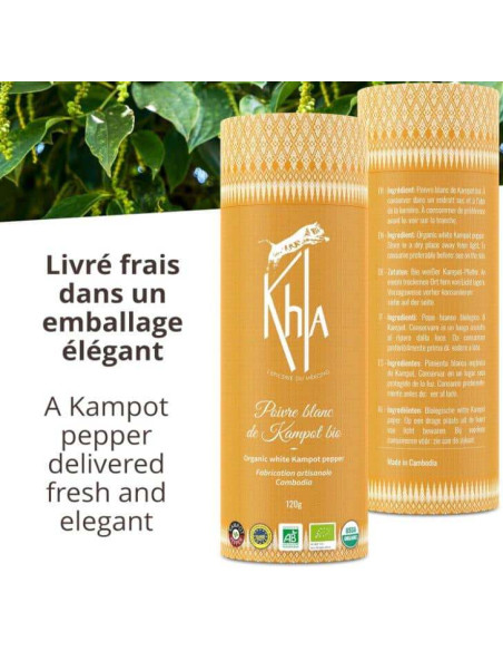 Poivre blanc de Kampot - IGP - Biologique - Premium - en grains - 120g- KHLA