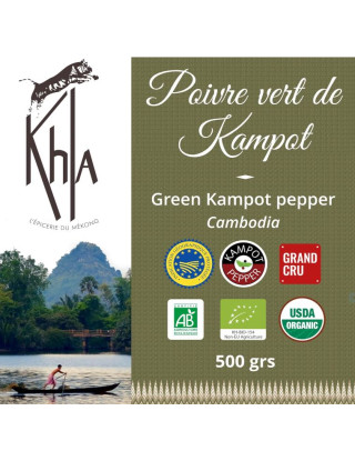 Poivre vert de Kampot - IGP - Biologique - Premium - en grains - 500g- KHLA 2