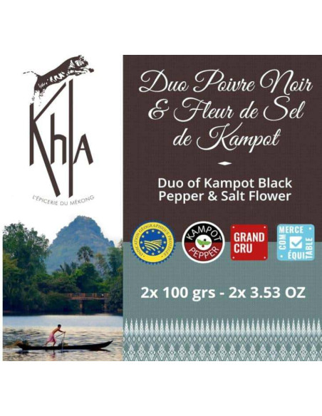 Duo palme sel et poivre de Kampot - Premium - palme 200g- KHLA