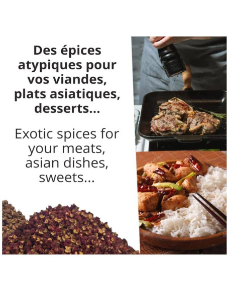 Coffret Trio du Mékong - (Baies de Sichuan verte et rouge & Fleur de sel de Kampot 150g) - Premium- KHLA