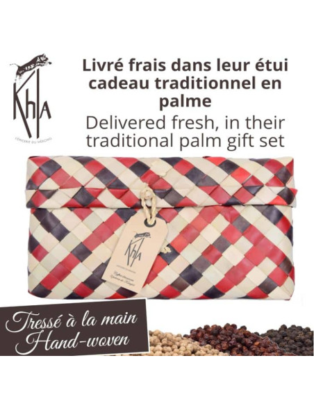 Trio palmes - (Poivre de Kampot biologique : noir 50g - rouge 50g - blanc 50g) - Premium - en grains- KHLA