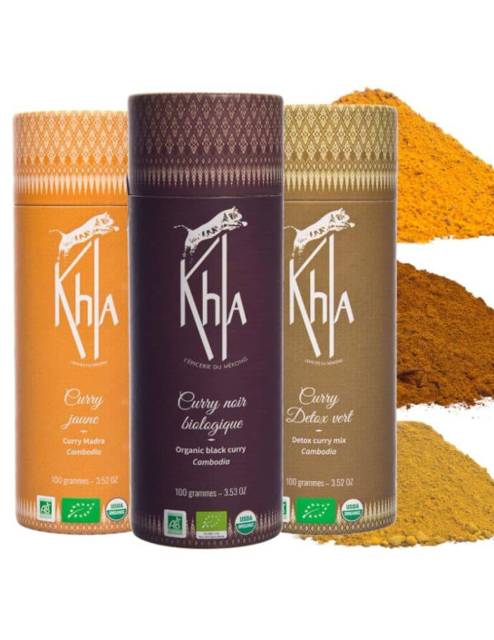 Ensemble de Currys - (Curry jaune - Curry noir - Curry detox) - Biologique - en poudre- KHLA