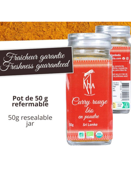 Curry rouge - Biologique - en poudre - 50g - Pot- KHLA
