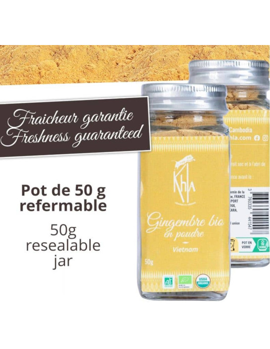 Gingembre - Biologique - en poudre - 50g - Pot- KHLA