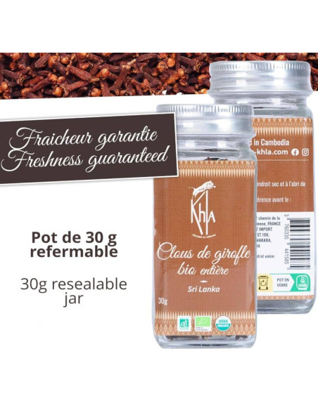 Clous de girofle - Biologique - entier - 30g - Pot- KHLA