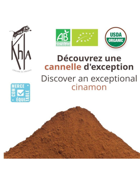 Cannelle de Ceylan - Biologique - en poudre - 180g- KHLA