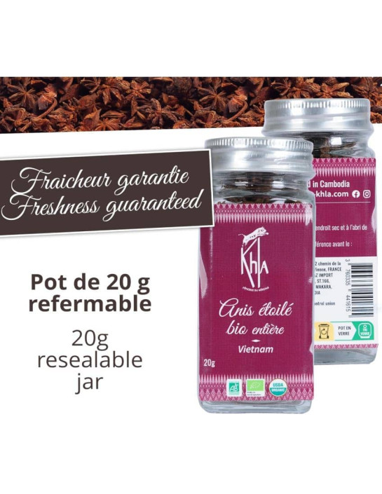 Anis étoilé - Biologique - entier - 20g - Pot- KHLA