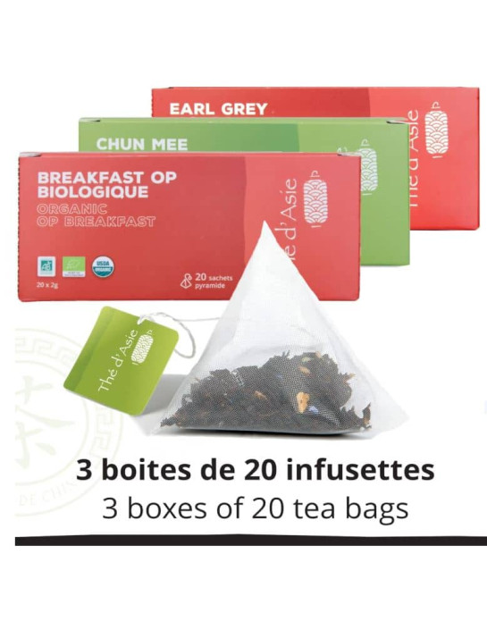 Coffret Thé Petit Déjeuner - Biologique -3 boites Infusettes- THÉ D'ASIE